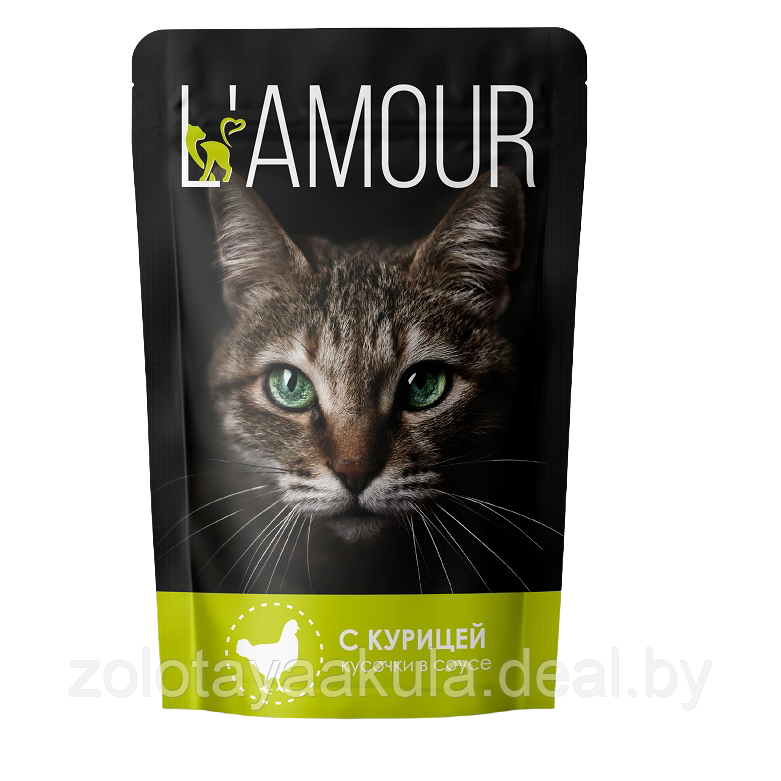 Корм L'AMOUR для кошек Курица в соусе, 75гр - фото 1 - id-p201279872