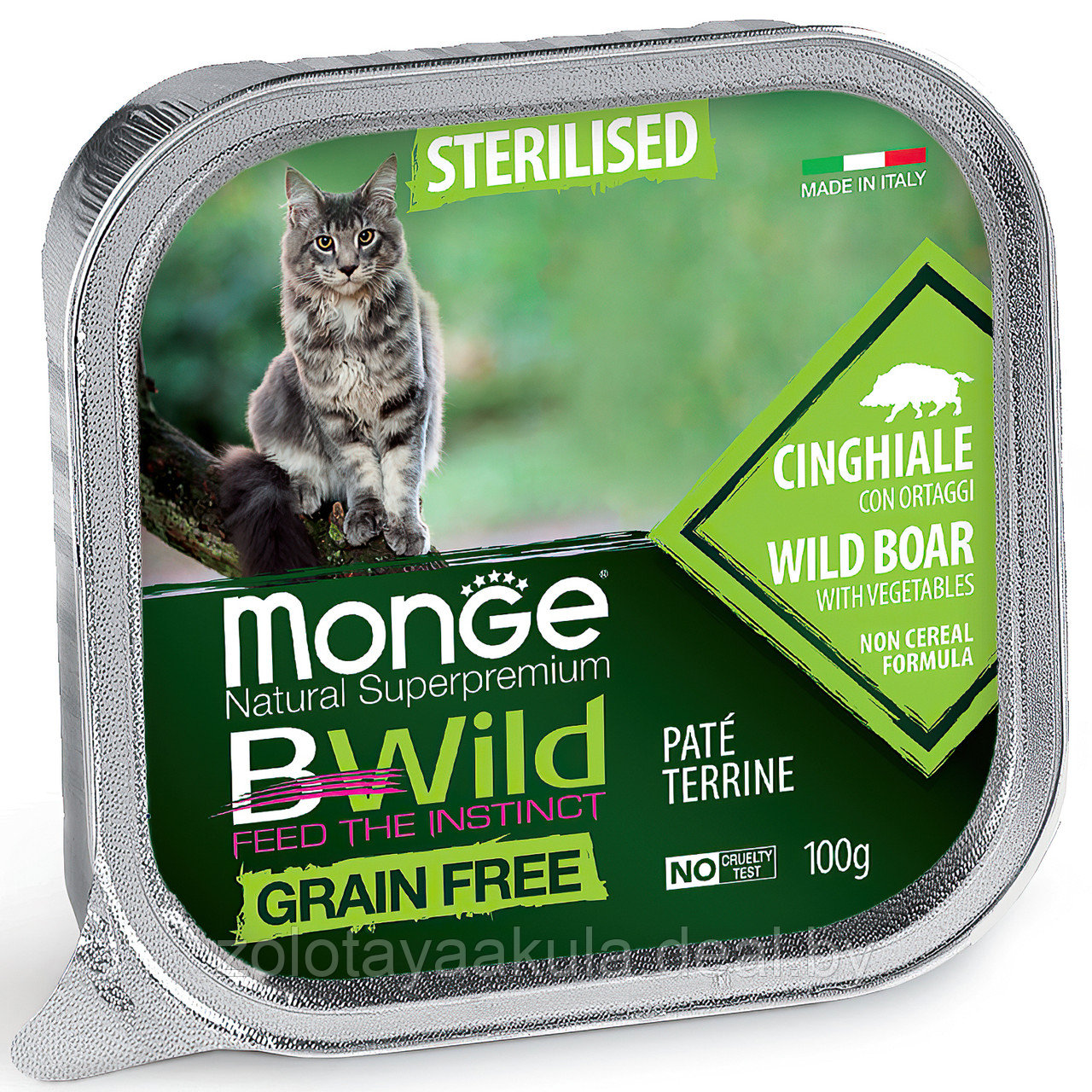 100гр Monge Cat BW Sterilised Boar/veg. Консерв. корм для котов, паштет с кабаном и овощами - фото 1 - id-p201279905