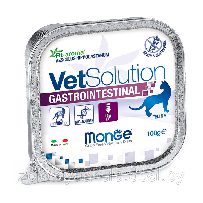 100гр Monge VetSolution Cat GASTROINTESTINAL Вет. диета влажная для кошек c заболеваниями ЖКТ - фото 1 - id-p201279913