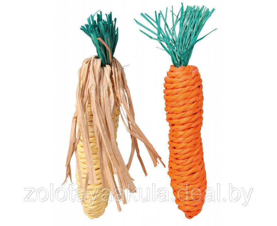 Игрушка TRIXIE для грызунов Морковь и кукуруза 15см (2шт) - фото 1 - id-p201279929