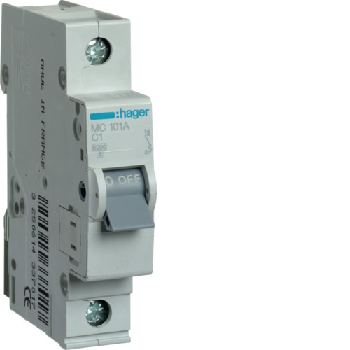 Hager MCN 1P 1A, тип С, 6kA, 1М Автоматический выключатель - фото 1 - id-p201282109