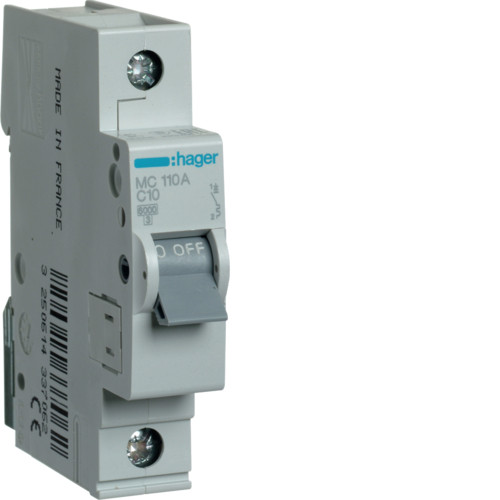 Hager MCN 1P 10A, тип С, 6kA, 1М Автоматический выключатель - фото 1 - id-p201282114