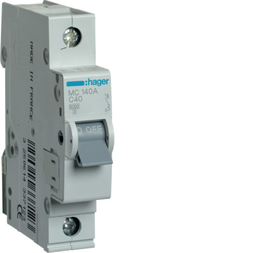 Hager MCN 1P 40A, тип С, 6kA, 1М Автоматический выключатель - фото 1 - id-p201282120
