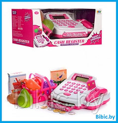 Детский игровой набор касса 8319A для девочек, кассовый аппарат, сканер, свет, звук
