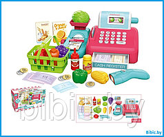 Детский игровой набор касса 8352A для девочек, кассовый аппарат, сканер, калькулятор, весы