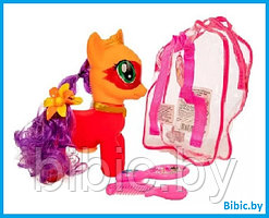 Детская игрушка пони с аксессуарами SM1998 для девочки, рюкзачок, расческа, заколка, зеркальце