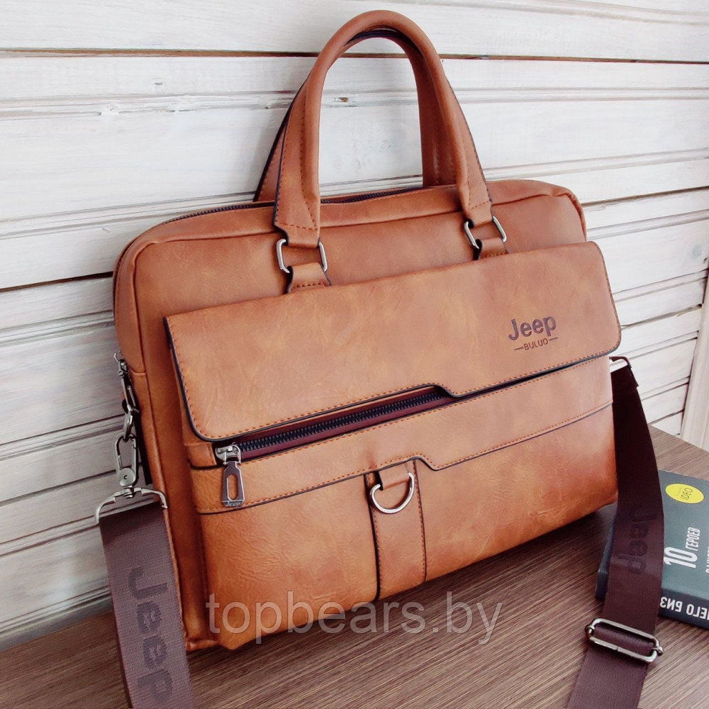 Стильная сумка - портфель для документов Jeep Buluo n.8012 Темно-коричневая - фото 2 - id-p196970002