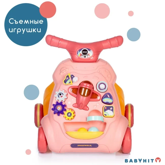 Ходунки Каталка Babyhit Funny Plane Звуковые эффекты Розовый - фото 1 - id-p201286061