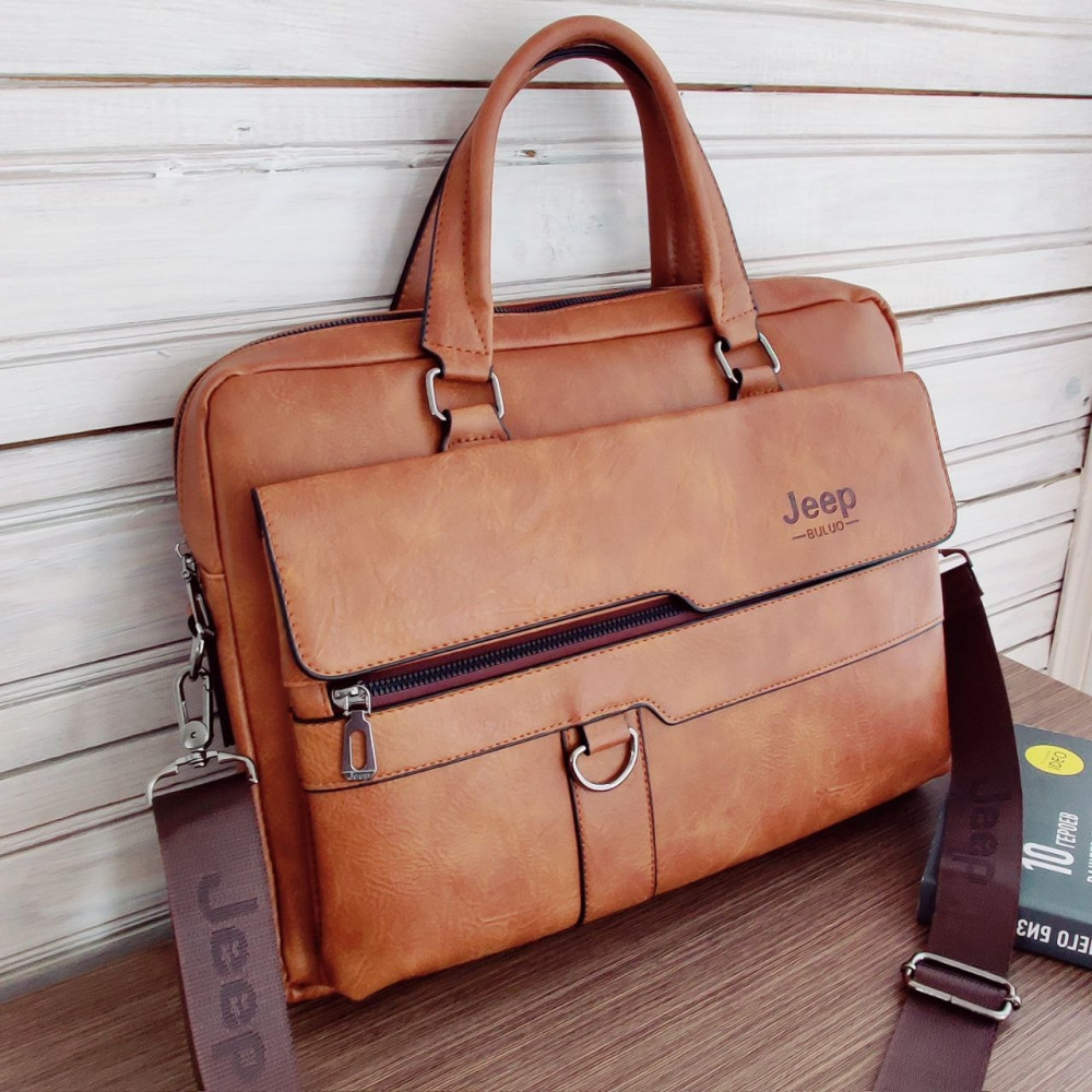 Стильная сумка - портфель для документов Jeep Buluo n.8012 Светло-коричневая - фото 2 - id-p132739484