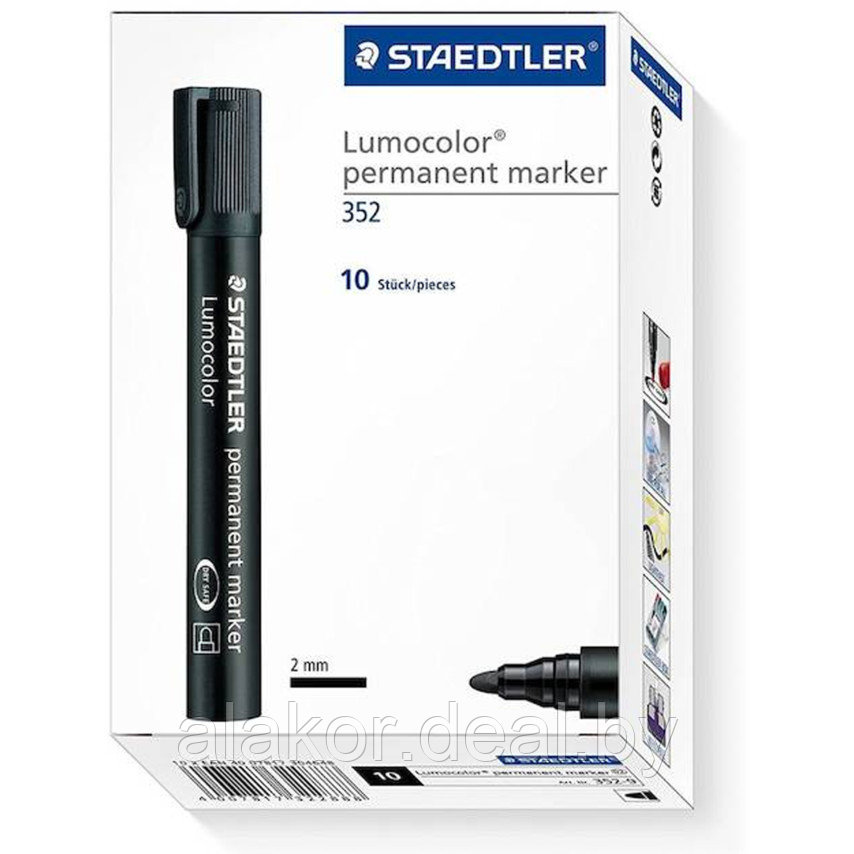 Маркер перманентный STAEDTLER Lumocolor 318, F, черный, 0.6мм - фото 2 - id-p201289309