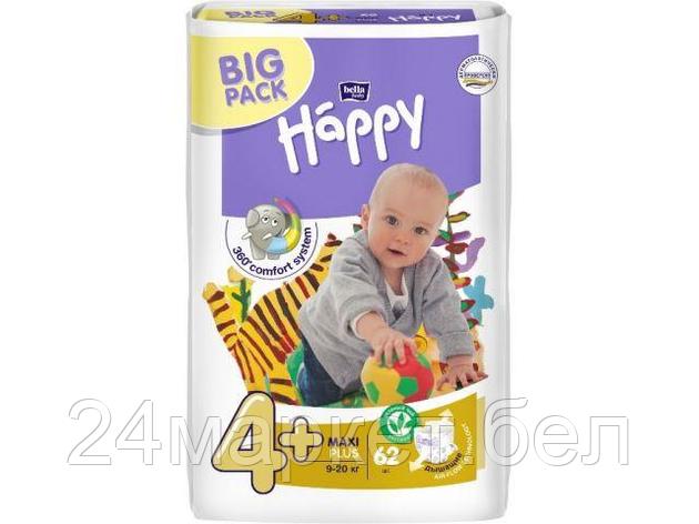 Подгузники детск. однораз. Maxi Plus (9-20 кг) 62 шт. Bella Baby Happy, фото 2