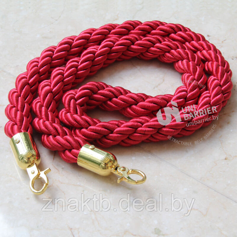 Канат плетеный красный с золотистым карабином - фото 3 - id-p201298326