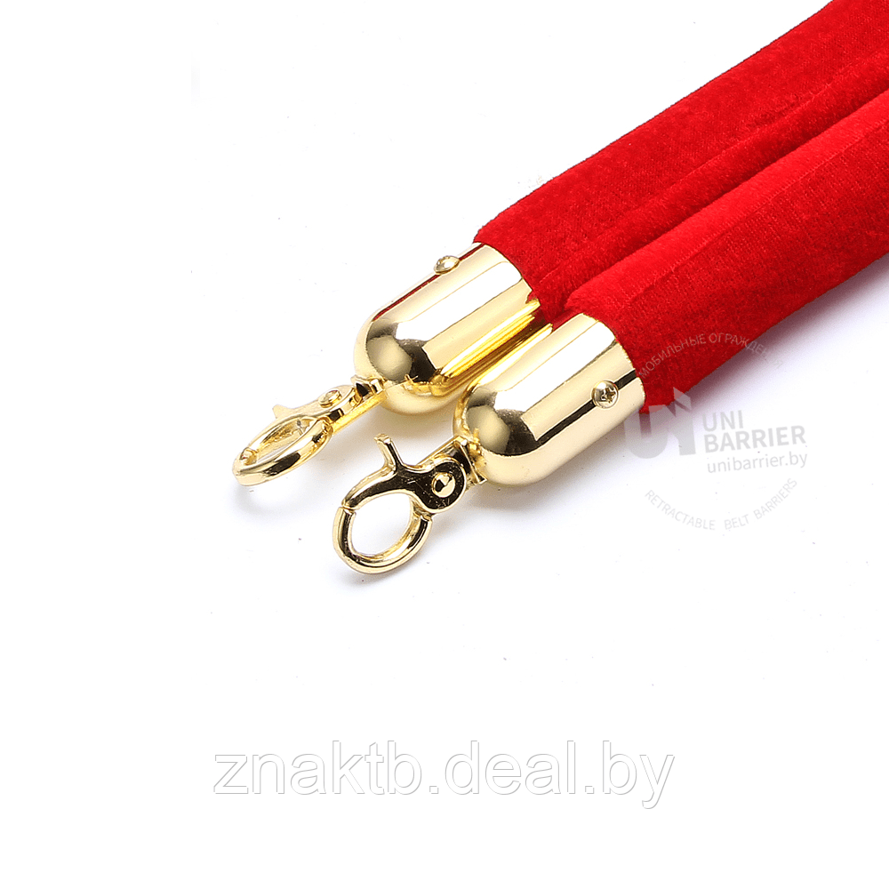 Канат бархатный красный для канатной стойки с золотистым карабином - фото 2 - id-p201298345