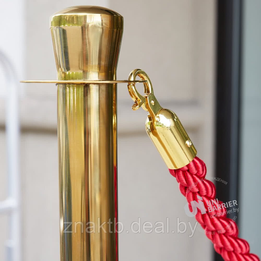 Канат плетеный красный 2,5 метра с золотистым карабином - фото 2 - id-p201298350