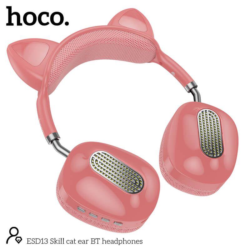 Наушники беспроводные Bluetooth HOCO ESD13 Кошачьи ушки Розовые - фото 2 - id-p200714444