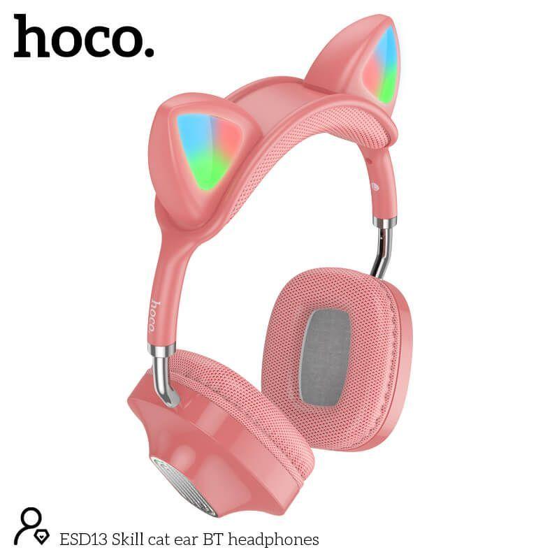 Наушники беспроводные Bluetooth HOCO ESD13 Кошачьи ушки Розовые - фото 3 - id-p200714444