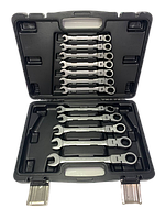 Набор ключей комбинированных трещоточных с шарниром SILVER SK-012-02
