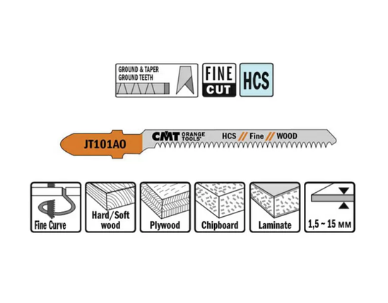 JT101AO-5 Пилки лобзиковые ( дерево/чистовой рез)  CMT, фото 2