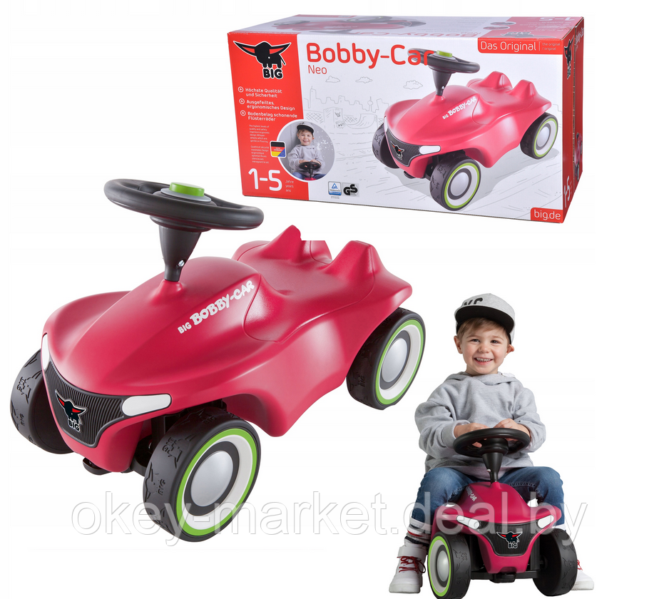 Каталка Толокар Бибикар Big Bobby Car Neo Pink (56242) - фото 5 - id-p201312801