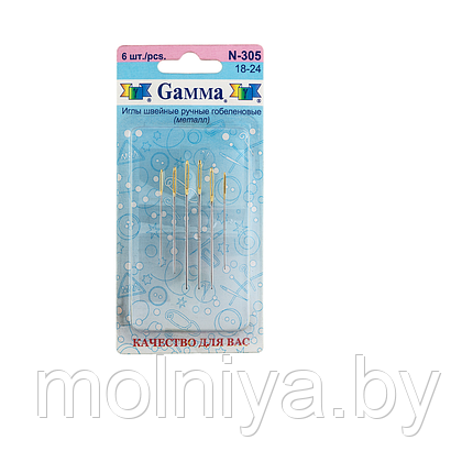 Иглы швейные ручные гобеленовые N-305 18-24(6 шт.) "Gamma", фото 2
