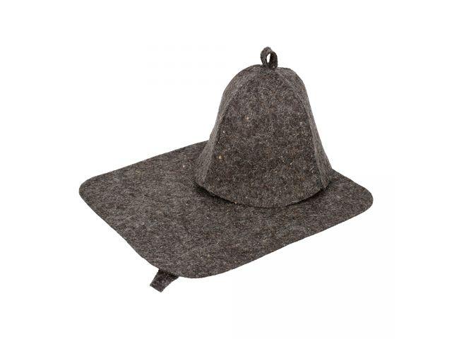 Набор для бани из 2-х предметов (шапка, коврик), серый, Hot Pot - фото 1 - id-p201384004