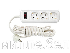 Удлинитель бытовой 3,5м (3 роз., 2.5кВт, с/з, ПВС 3х0,75) Bylectrica (со встроенным ограничителем тока)