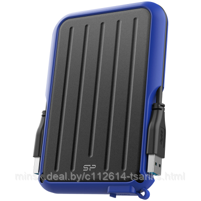 SILICON POWER External HDD Armor A66 1TB, USB 3.2 Gen 1, Blue, Shockproof, Water-resistant IPX4, 360˚ bumper - фото 1 - id-p201388731