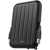 SILICON POWER External HDD Armor A66 2TB, USB 3.2 Gen 1, Black, Shockproof, Water-resistant IPX4, 360˚ bumper