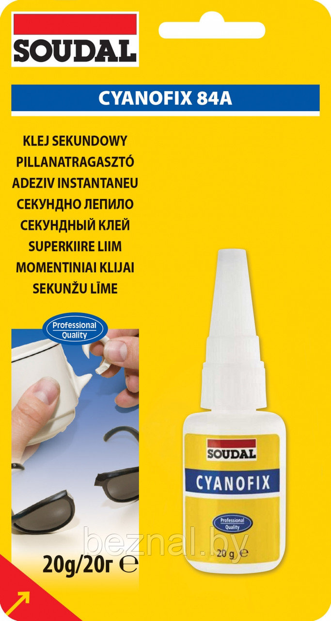 СЕКУНДНЫЙ КЛЕЙ Soudal CYANOFIX 84A 20г оптом