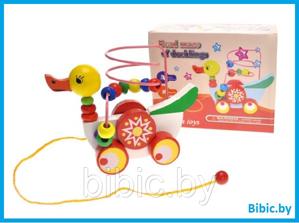 Детская деревянная каталка лабиринт уточка VT19-20113 игрушки для малышей