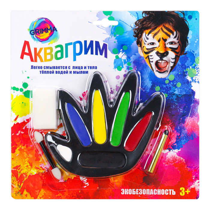 Набор аквагрима для детей (6 цветов,карандаш,спонж,аппликатор) - фото 1 - id-p201415888