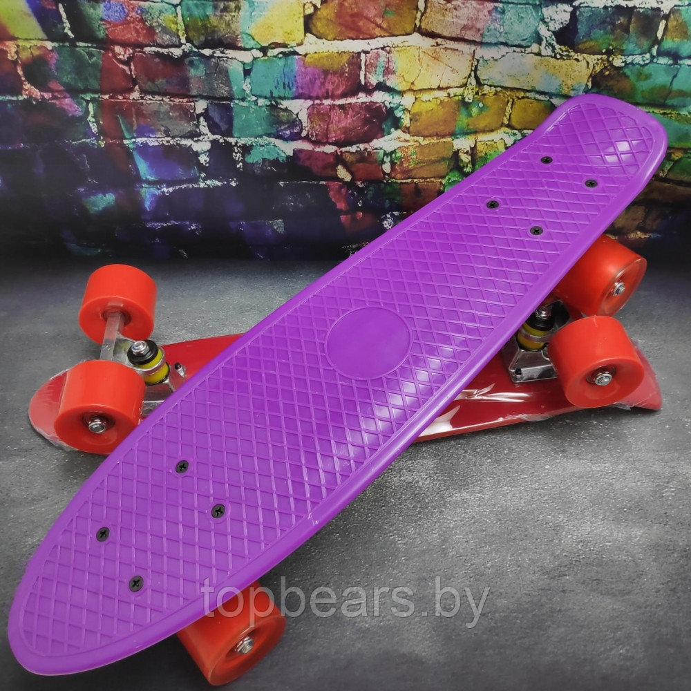 Скейтборд Пенни Борд (Penny Board) однотонный, матовые колеса 2 дюйма (цвет микс), до 60 кг. Розовый - фото 3 - id-p156549351