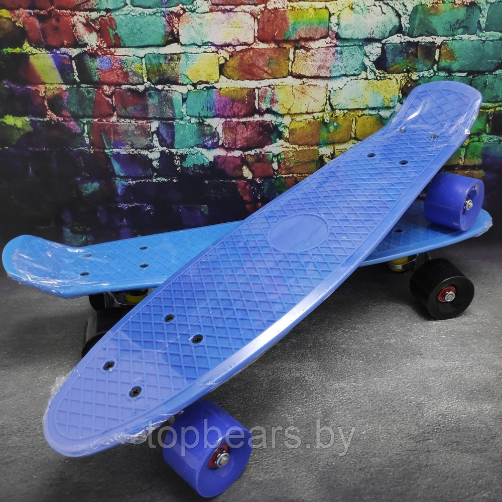 Скейтборд Пенни Борд (Penny Board) однотонный, матовые колеса 2 дюйма (цвет микс), до 60 кг. Голубой - фото 6 - id-p179743955