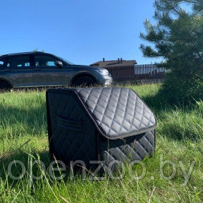 Автомобильный органайзер Кофр в багажник LUX CARBOX Усиленные стенки (размер 30х30см) Черный с синей строчкой - фото 1 - id-p182277807