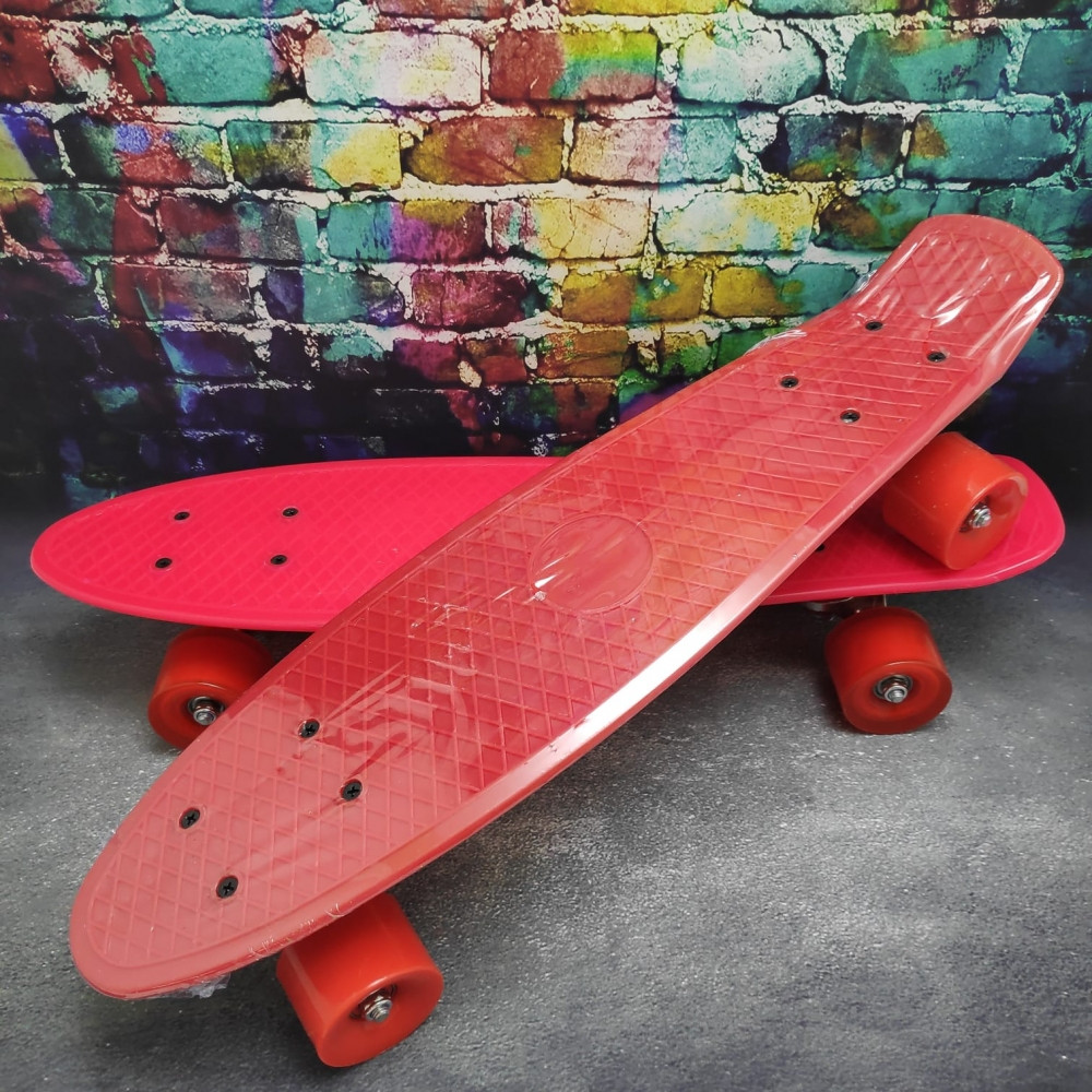 Скейтборд Пенни Борд (Penny Board) однотонный, матовые колеса 2 дюйма (цвет микс), до 60 кг. Розовый - фото 10 - id-p93847275