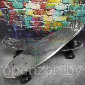 Скейтборд Пенни Борд (Penny Board) однотонный, матовые колеса 2 дюйма (цвет микс), до 60 кг.  Черный