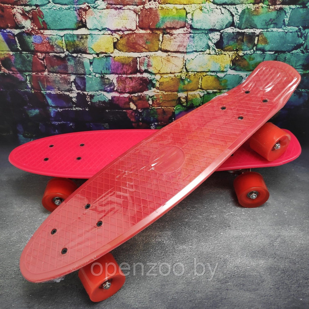 Скейтборд Пенни Борд (Penny Board) однотонный, матовые колеса 2 дюйма (цвет микс), до 60 кг. Оранжевый - фото 10 - id-p148110552