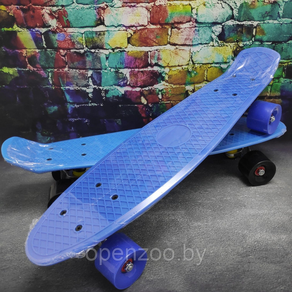 Скейтборд Пенни Борд (Penny Board) однотонный, матовые колеса 2 дюйма (цвет микс), до 60 кг. Голубой - фото 6 - id-p148110553