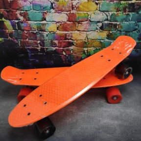 Скейт Пенни Борд (Penny Board) однотонный, матовые колеса 2 дюйма (цвет микс), до 60 кг.  Оранжевый