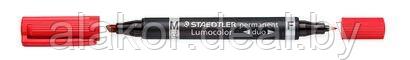 Маркер перманентный двусторонний STAEDTLER Lumocolor 348, F/M, красный, 0.6/1.5мм - фото 1 - id-p201433930