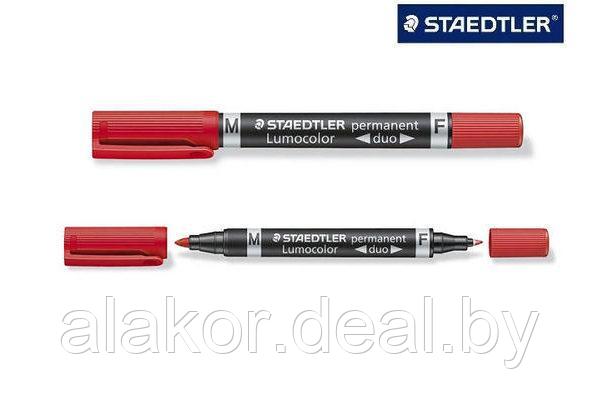 Маркер перманентный двусторонний STAEDTLER Lumocolor 348, F/M, красный, 0.6/1.5мм - фото 2 - id-p201433930