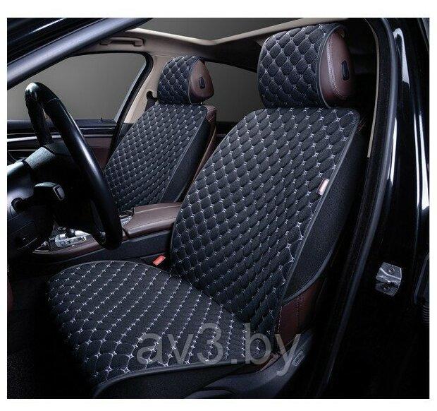 Накидки на передние сиденья 2шт AUTOPREMIER Premium, черный+белая строчка, с защитой боковин
