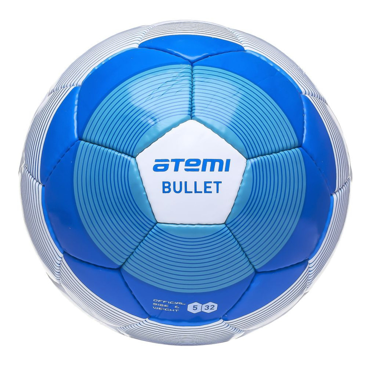 Мяч футбольный ATEMI BULLET, PU, син/бел, р.5 - фото 1 - id-p201434593
