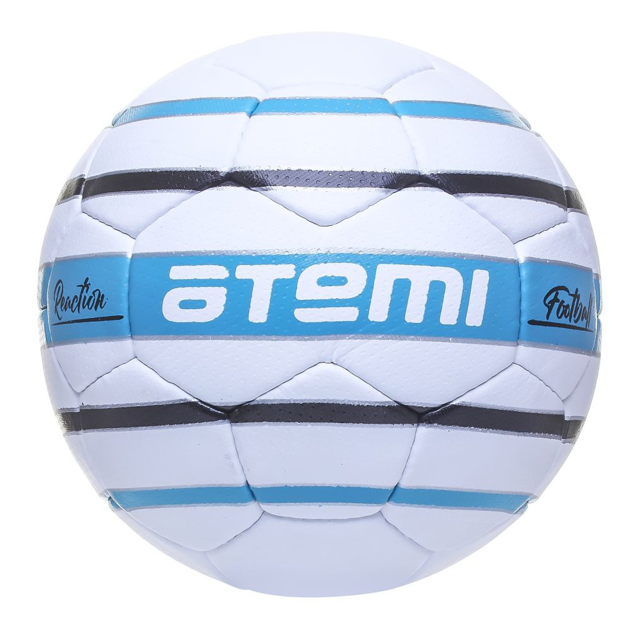 Мяч футбольный ATEMI REACTION, PU, 1.4мм, белый/голубой/черный, р.5 - фото 1 - id-p201434599