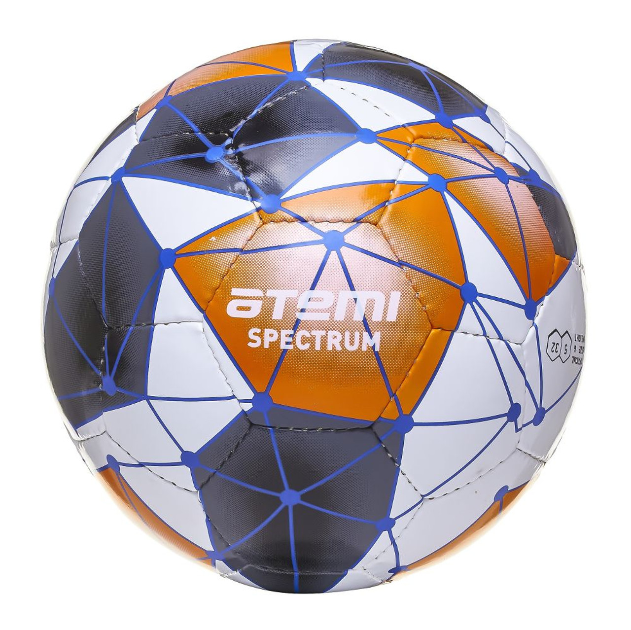 Мяч футбольный Atemi SPECTRUM, PVC Shiny 1mm, бел/сер/оранж, р.5 (0.5-0.7 bar), р/ш, окруж 68-70 - фото 1 - id-p201434603