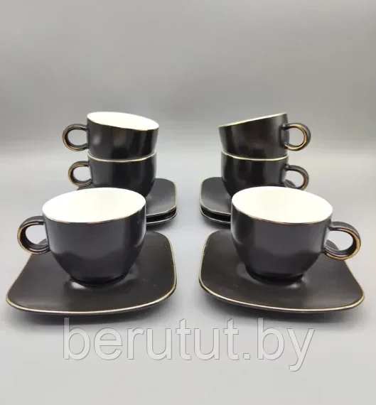 Кофейный набор фарфоровый 90 мл 6 персон Bekker - фото 1 - id-p201442959