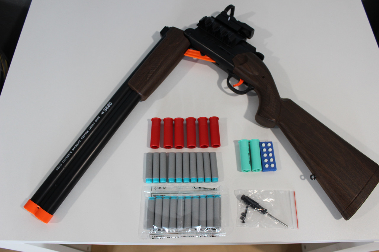 Детский бластер оружие двустволка SHOTGUN S686 с прицелом