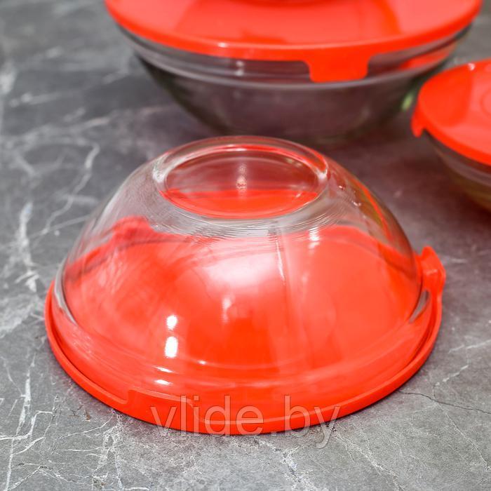Набор стеклянных салатников Доляна «Классика» с крышками, 5 предметов - фото 4 - id-p201451479