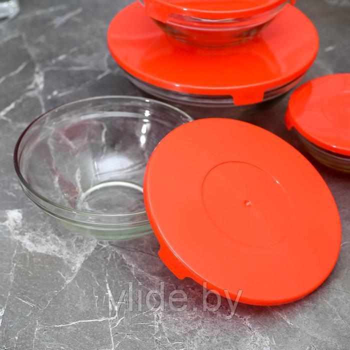 Набор стеклянных салатников Доляна «Классика» с крышками, 5 предметов - фото 3 - id-p201451479