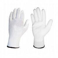 Перчатки нейлоновые с полиуретановым покрытием(цвет белый)
